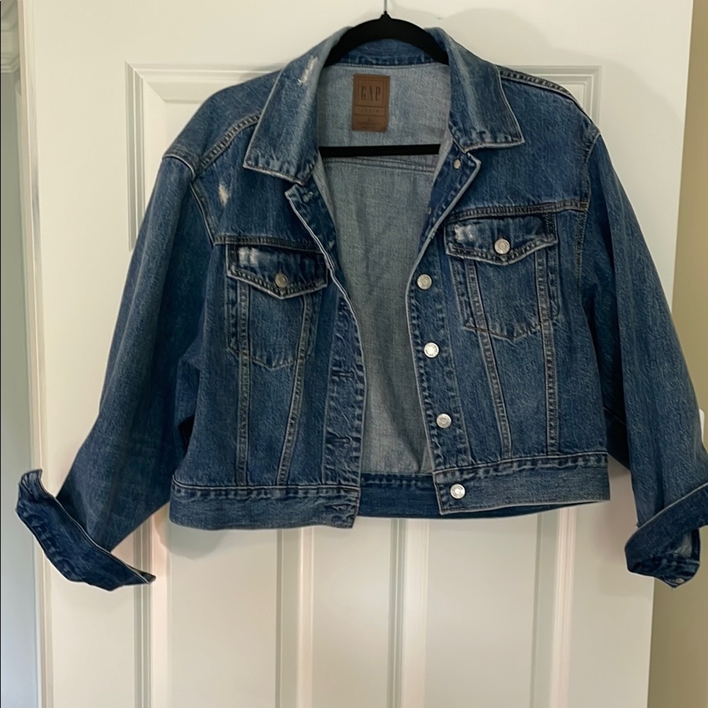 GAP Blue Jean Jacket Cropped Denim Essential